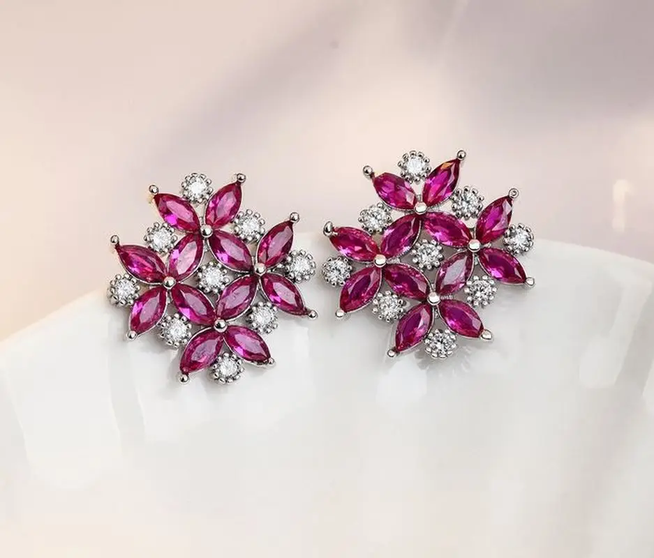 Корейский Стиль прикольного персика Блоссом Стад 925 серебряные серьги Цветочные