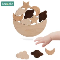 bopoobo 1set montessori toy baby wooden 3d puzzle bpa free beech stars shape balancing building blocks board for baby gift