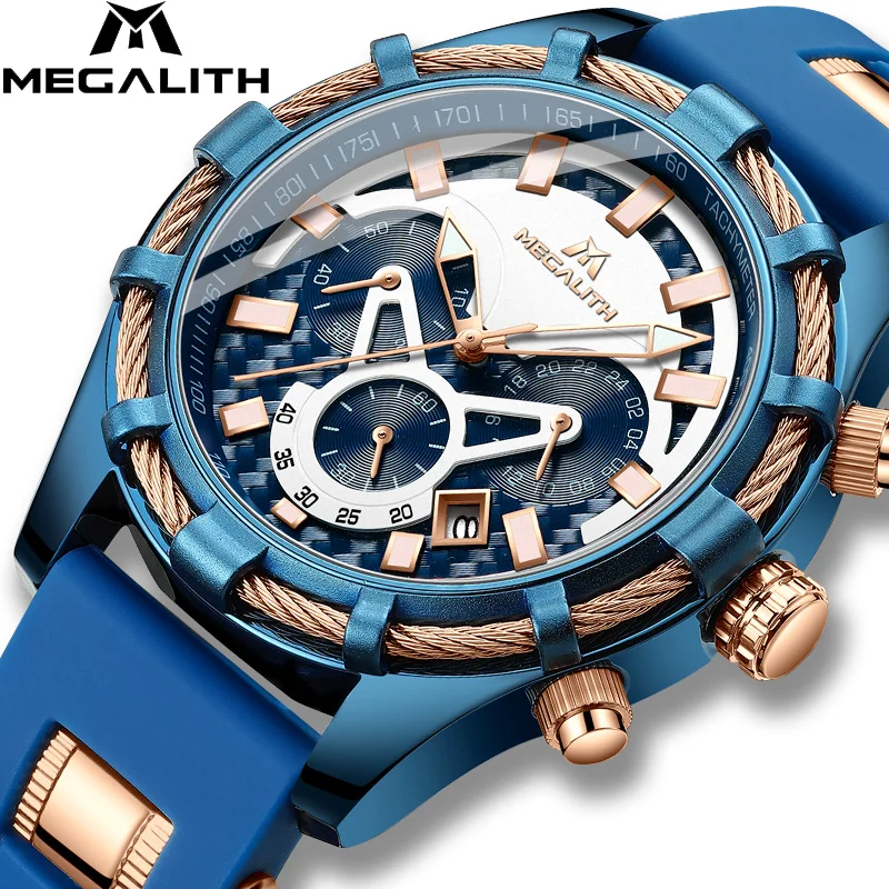 MEGALITH мужские часы кварцевые для мужчин 2019 Relojes Para Hombre хронограф Топ бренд синий