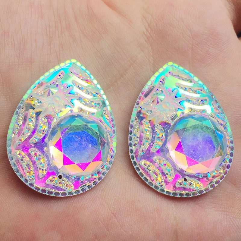 Новое поступление 30*40 мм капли воды Белый AB Кристалл стразы с плоской задней