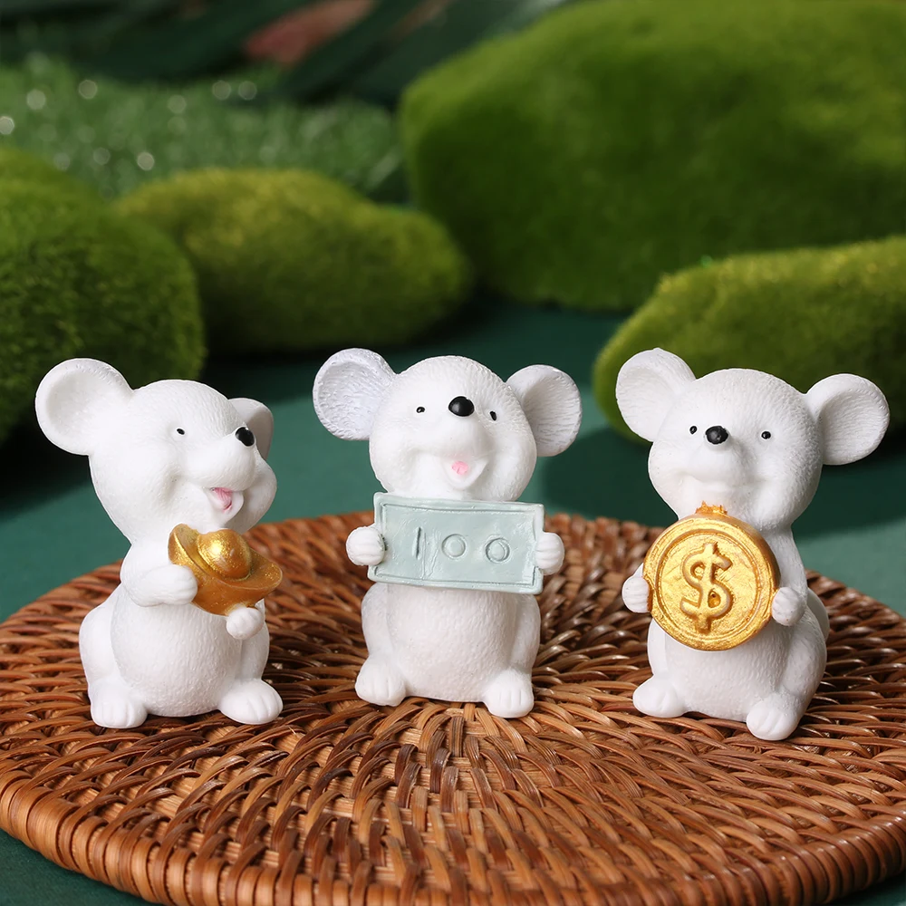 1 шт. миниатюрные мыши мультфильм DIY домашний декор смола золото модель животных деньги мышь Домашняя фигурка микро Пейзаж украшения