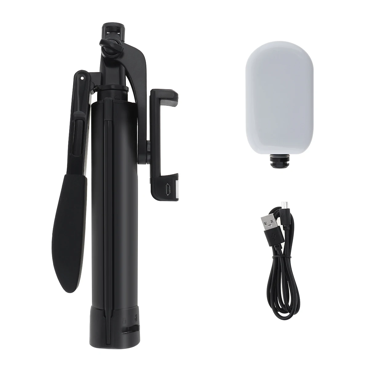 Portable Integrated Selfie Stick Tripod Live Stabilizer with Adjustable Double Fill Light Mobile Phone Bracket for Live /Video