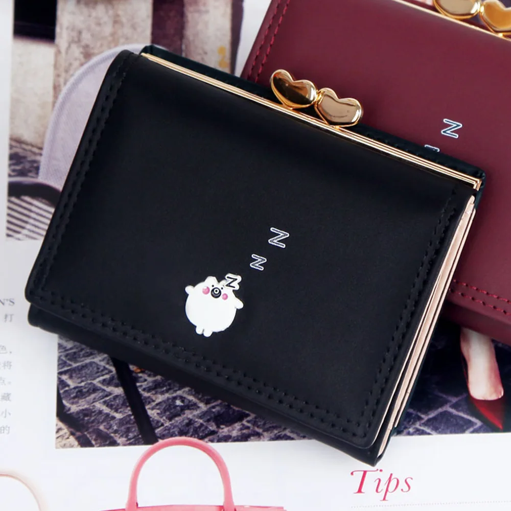 

Women's 2020 Short Leather wallet with three discount women candy color