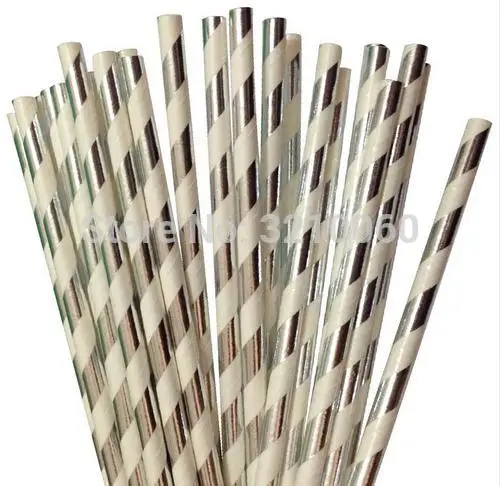200 шт./лот фольга золото/серебро Питьевая бумага соломинки Поп Торт флаги для дня