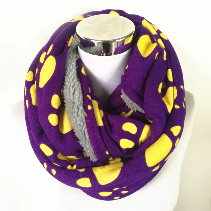 Purple Yellow Paw Новая мода унисекс Женские зимние вязаные круглые петли scavres кашемир дамы Бесконечность шарф снуд шарфы обертывания - Цвет: Purple Yellow Paw