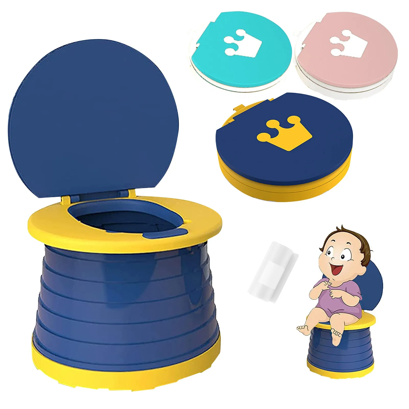 

Baby Pot Portable Baby Training Seat Multifunction Travel Toilet Seat Foldable Children Potty Adjustable Foldable With 15 bags