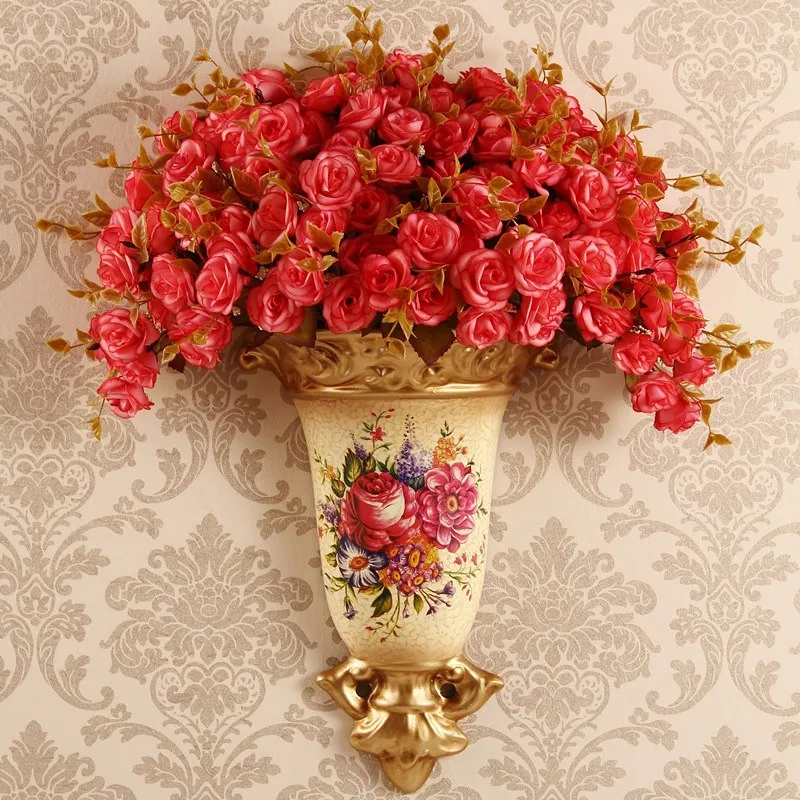 

Nordic Wall Hanging Vase Flower Pot Resin Wall Decoration Luxury Large Vase Creative Flower Vases Modern Living Room Decoration