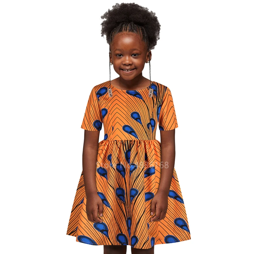 

African Clothes 2020 Dashiki Print Baby Girl Summer Kids Short Sleeve Ankara Dress Fashion Clothing African Dresses for Women