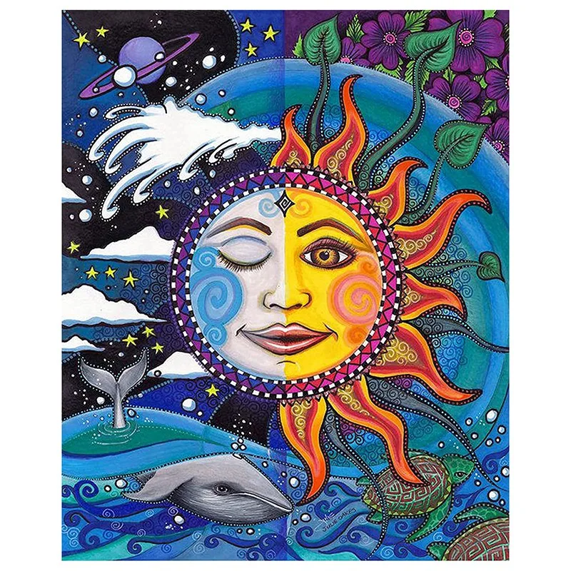 

HOT SALE Diamond Painting Full Circle Diamond Kit Rhinestone Picture Art Craft Home Door Decoration (Sun And Moon)