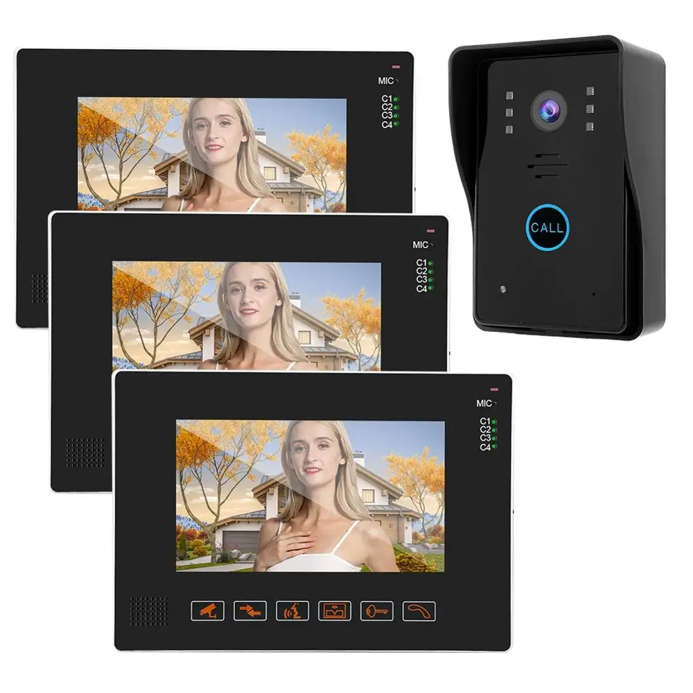 9 дюймов проводной видеодомофон дверной звонок Система доступа Домашняя