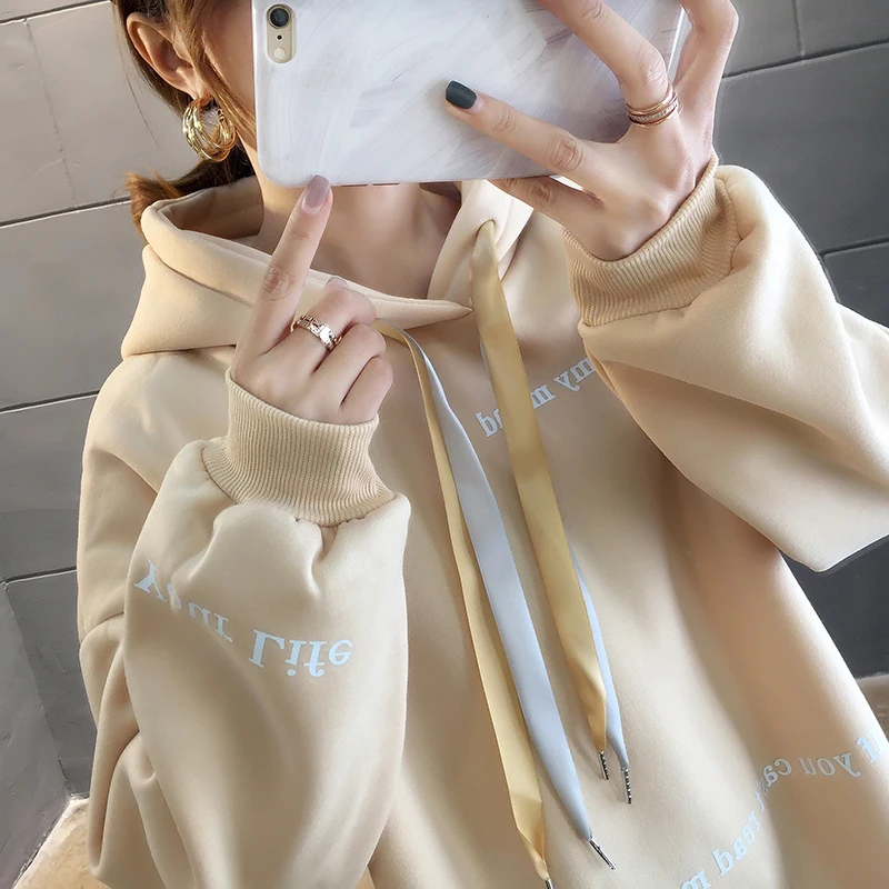 

Women's Hoodies Long-sleeved Hooded Pullover Casual Loose Printed Letters Trend Sweatshirt Women Tops Female