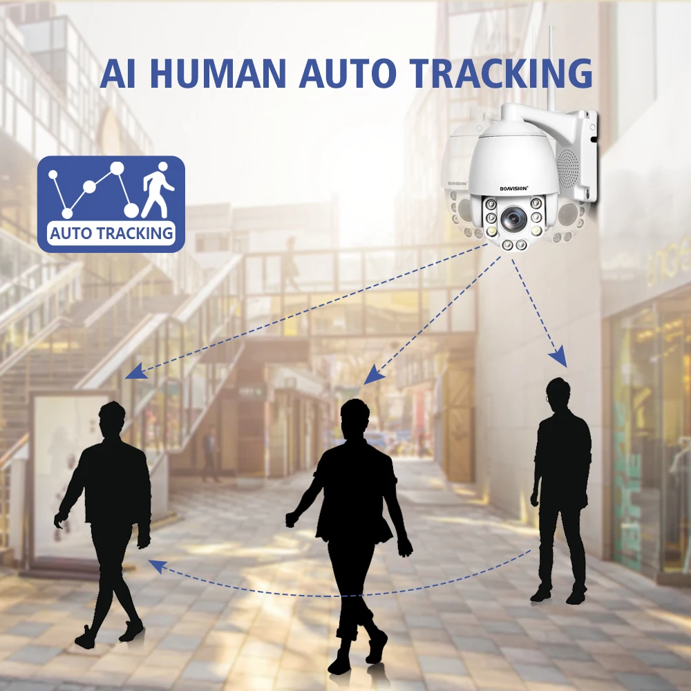 Wifi PTZ IP камера 1080P 5MP 5X Zoom 4G двухсторонняя аудио AI Автоматическая отслеживающая