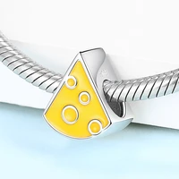 xiaojing925 sterling silver yellow enamel cheese cake bead sandwich food charm for women fit pandora bracelet jewelry gift 2020