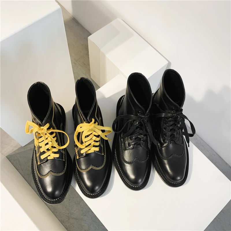 spesifikasi Sepatu Bot Matin Tali Sepatu Warna Kulit Mobetty Sepatu Bot Pergelangan Kaki Lembut Hak Rendah Wanita Fashion Baru Celana Pendek Botas Wanita