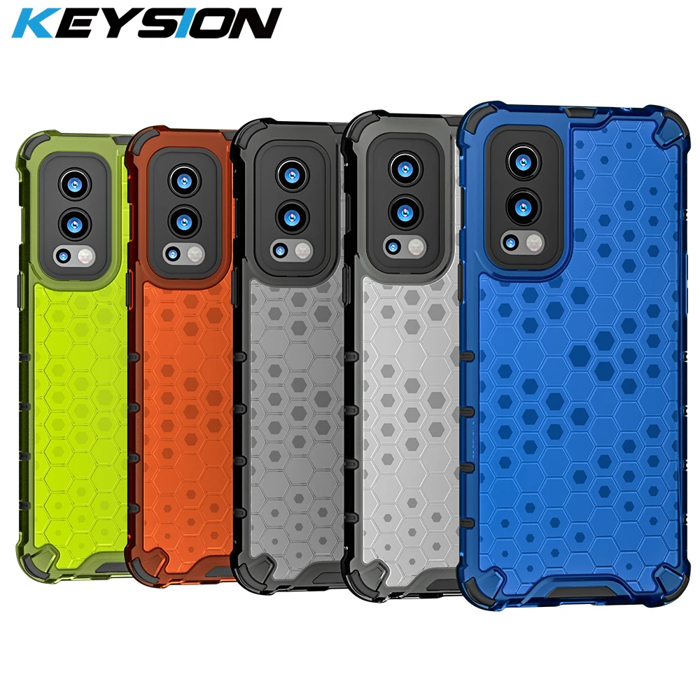 

KEYSION Shockproof Armor Case for Oneplus Nord 2 5G 2in1 Silicone + PC Honeycomb Phone Back Cover for Oneplus 9 9 Pro 9R 7T