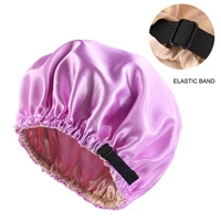 new satin hair cap for sleeping invisible flat imitation silk round haircare women headwear ceremony adjusting button night hat
