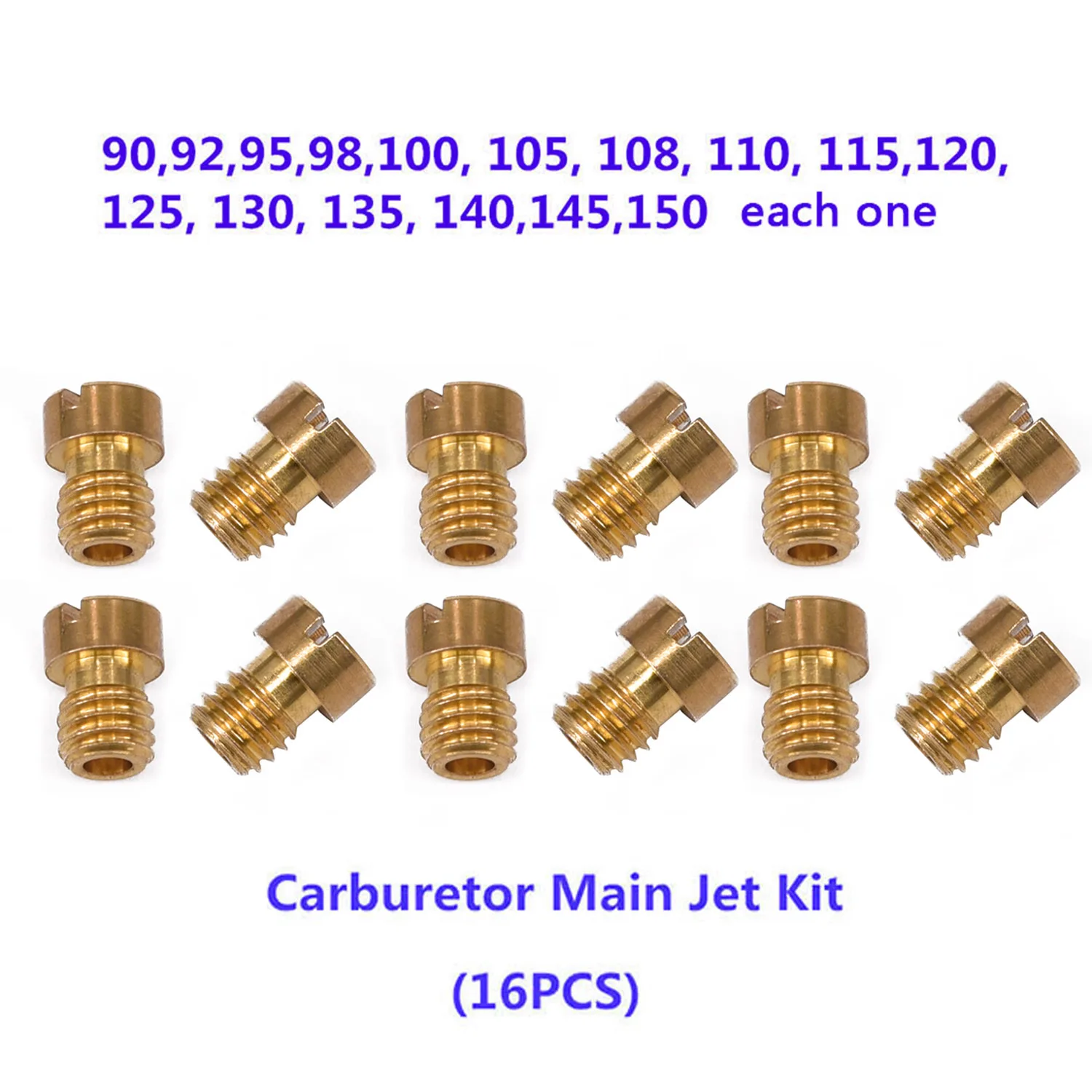 16 Sizes Carburetor Kit Pcs/Set Main Jet Set Metal Gold New High Quality Durable | Автомобили и мотоциклы