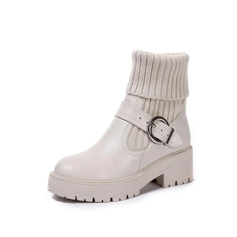 Женские шерстяные пинетки на толстой подошве теплые бархатные Ботинки Martin