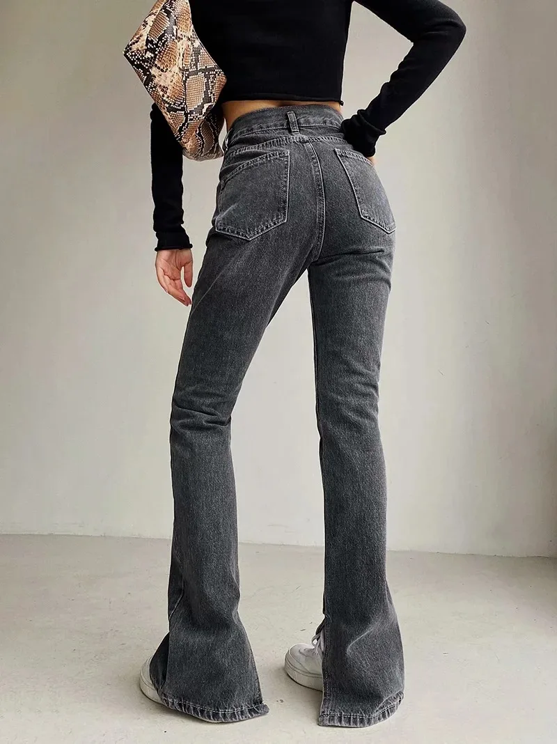 

Women's Pants Straight Leg Jeans Women High Waist Slim Loose Autumn Winter Pants Casual Split Washed Mom Fashion Trousers