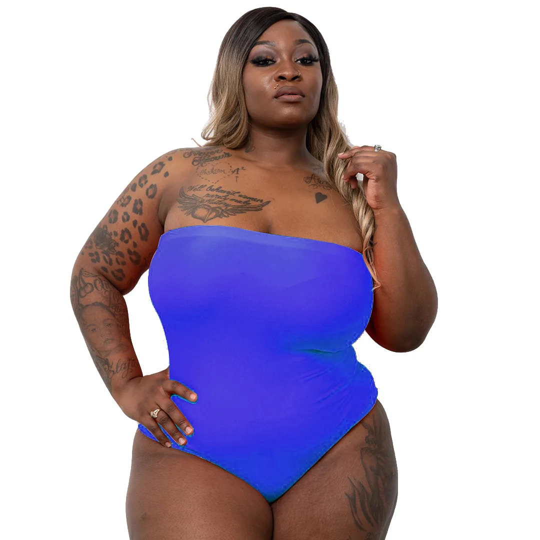 

2021 summer new style European and American bikini swimsuit solid color one-piece plus size swimsuit women