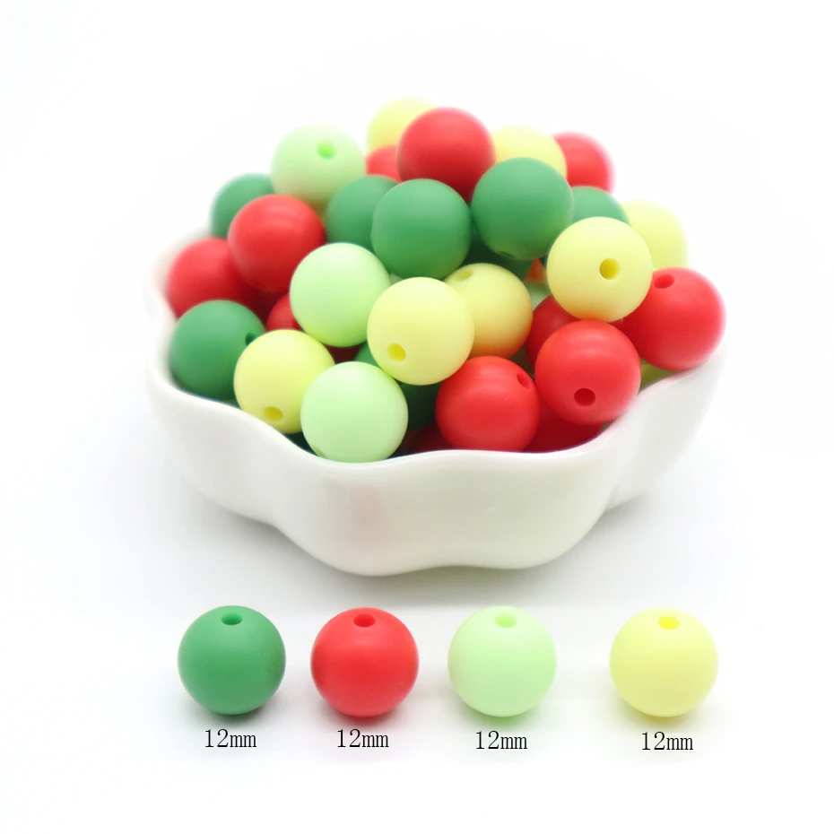 12mm 40pc 02 40 шт. 12 мм круглые силиконовые бусы для прорезывания зубов детские бусы Прорезыватель для зубов для кормления, сделай сам, ювелирное изделие Еда Класс силиконовый для сосок, зажим, аксессуары - Color: 12mm 40pc 02