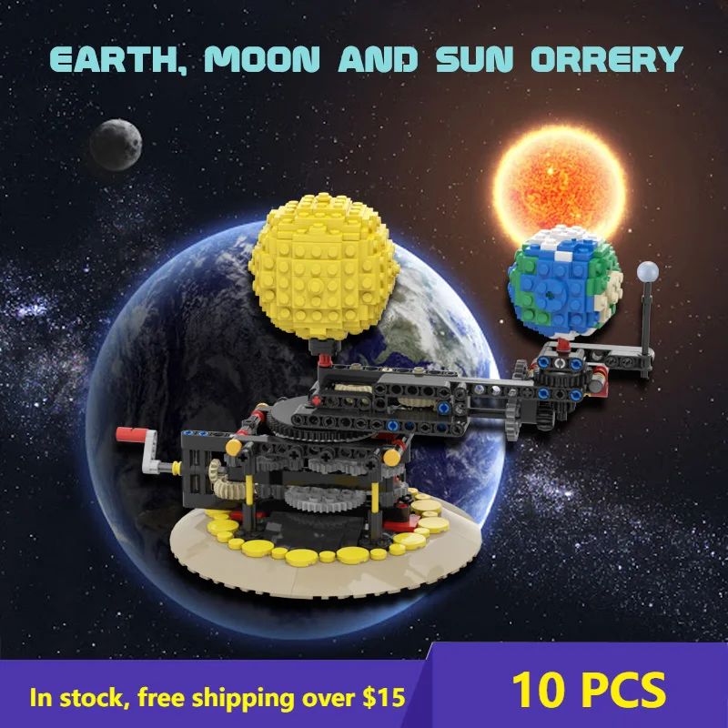 

MOC Earth Moon Sun Track вращающаяся миниатюрная небесная модель строительные блоки высокотехнологичные кирпичи развивающие детские игрушки для дет...
