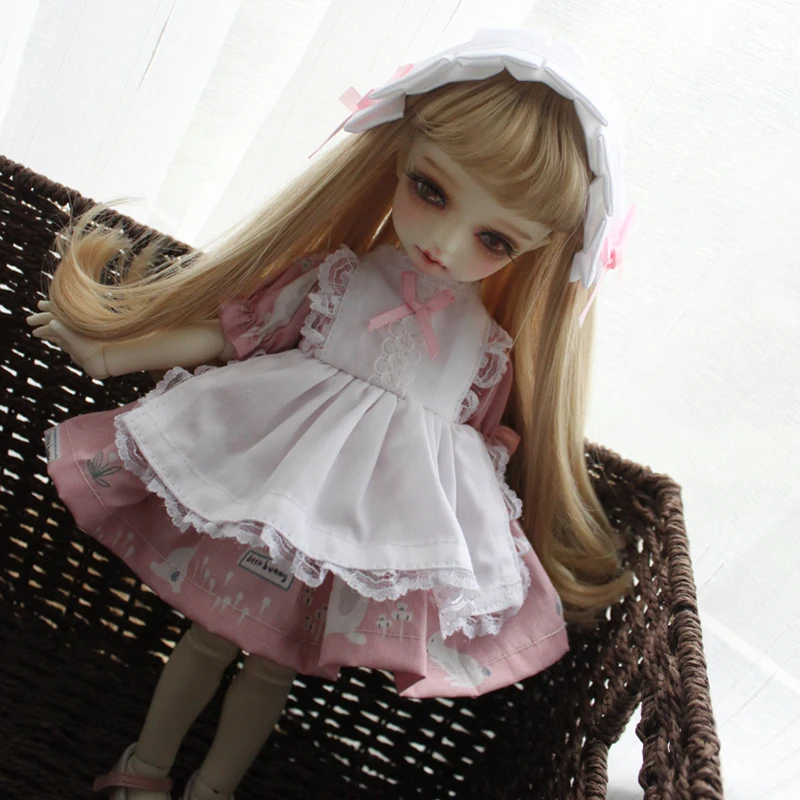 BJD Кукла Одежда 1/4 кукла платье+ лента для волос розовый+ белый цвет для 1/6 1/4 BJD SD кукла 1/6 Blyth кукла аксессуары