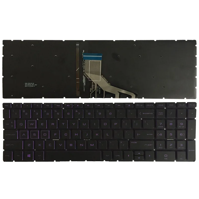 Новая американская Клавиатура для ноутбука HP Pavilion 15-CX черная с подсветкой без