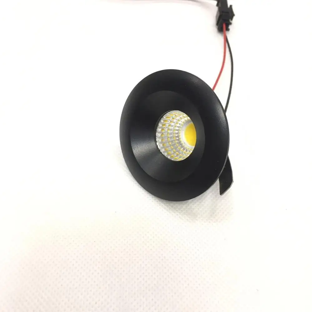 1 шт./лот черные светодиодные cabinet light 3 Вт cob светильники 48 мм Диаметр AC85 265V мини под