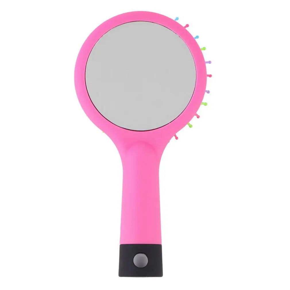 

Rainbow Volume Anti-static Detangler Hair Curl Straight Massage Comb Color Hair Brush Styling Tools With Mirror