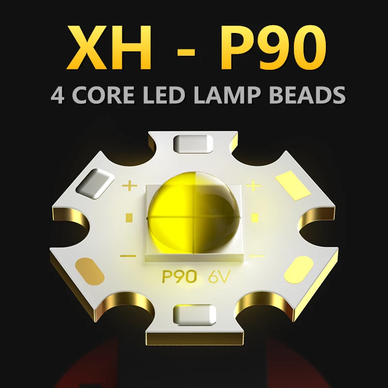 Comprar Linterna Potente De Buceo XHP90 IPX8 De 4 Núcleos, Luz LED Resistente Al Agua De Alta Potencia Para Caza, Linterna Táctica Subacuática De 100m