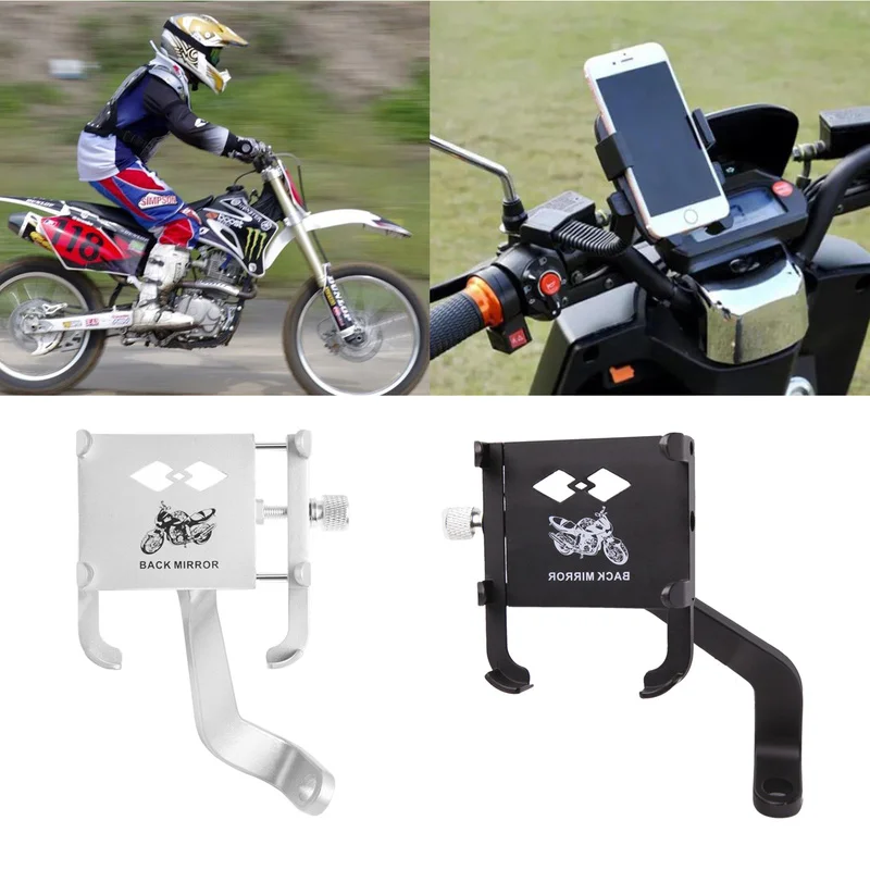

Motorcycle Phone Holder Mirror Seat Handlebar Mount Adjustable Alloy Bicycle Bike Riding Phone Bracket Stand
