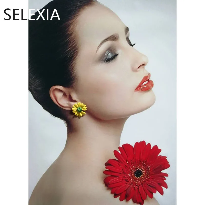 Selexia 925 silver needle small chrysanthemum Earrings temperament personality Earring | Украшения и аксессуары
