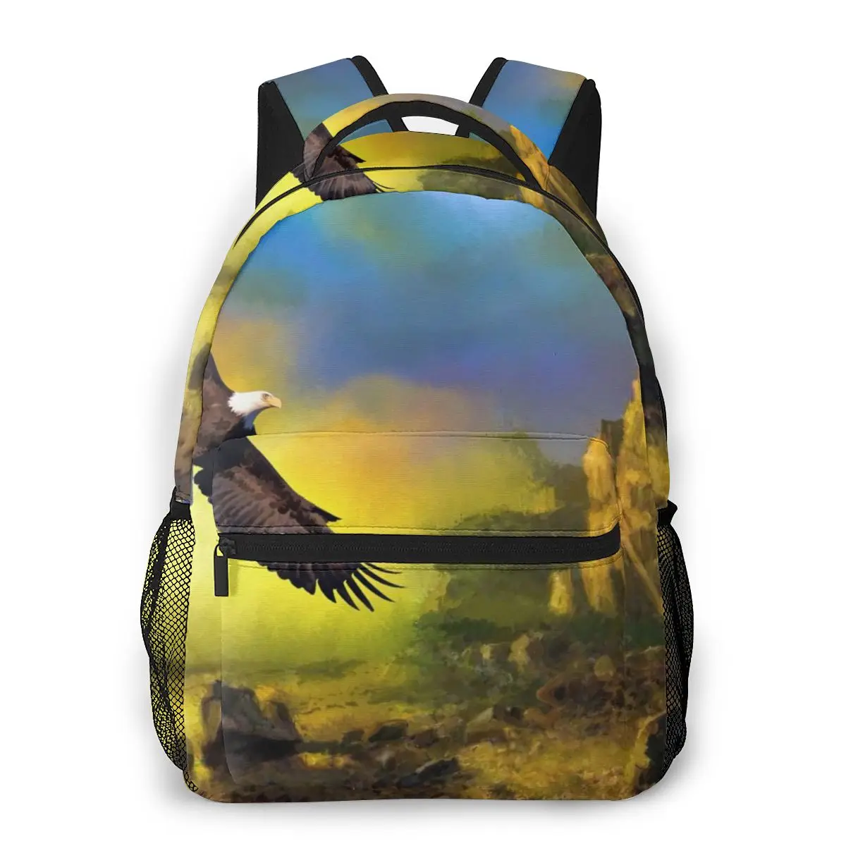 

School Bags for Teenage Boys Book Bag Eagle Wildlife Sunset Flying Nature Bird High School Bag Youth Leisure College