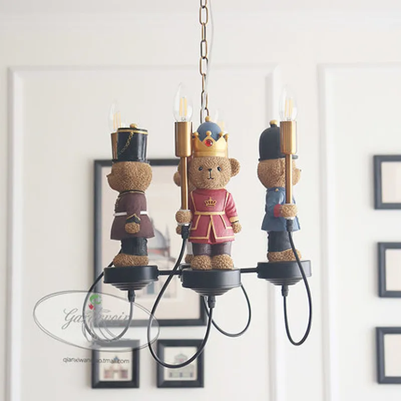 Люстра в виде британского медведя Тедди детская лампа для мальчиков и девочек