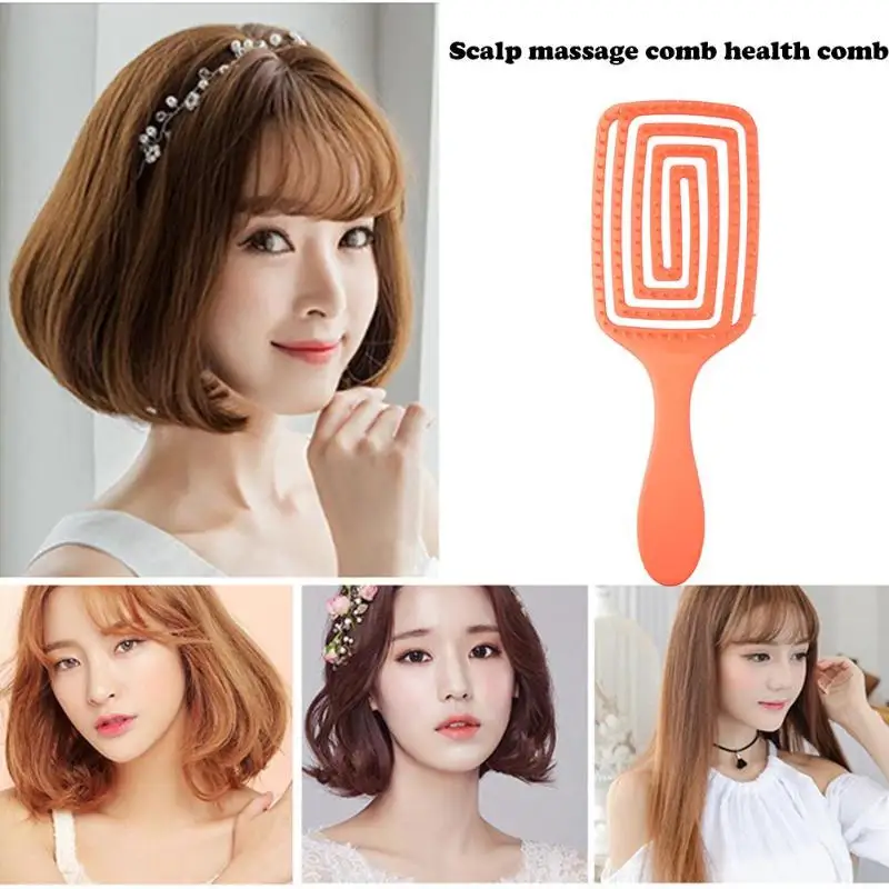 

Durable Hair Brush Scalp Massage Comb Hollow Women Salon Rubber Anti-skid Handle Hairdressing Styling Hairbrush Massage Products