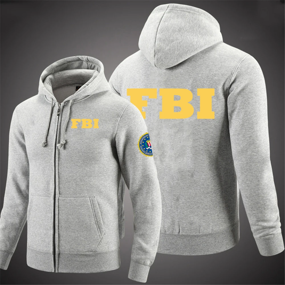 Мужская Новая весенне-осенняя модная Толстовка FBI 2021 на молнии с принтом