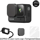 Защитный силиконовый чехол для GoPro Hero 8, черное закаленное стекло, Защитная пленка для объектива, крышка для Go Pro 8, аксессуары