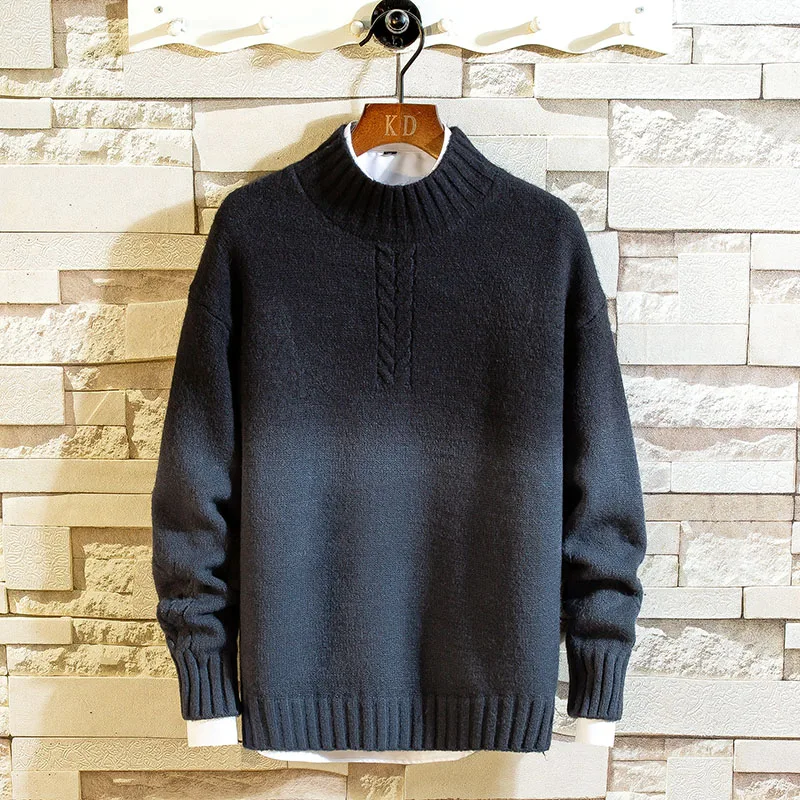 Мужской трикотажный пуловер с круглым вырезом в стиле пэчворк | Мужская одежда