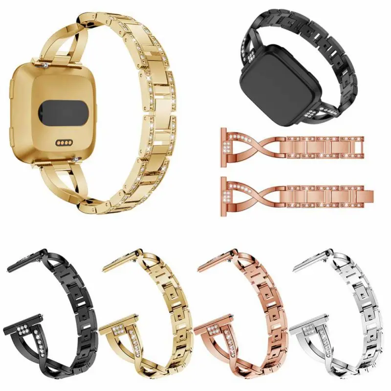 Смарт-часы замена металлический ремешок браслет ремень для Fit bit Versa Lite/Versa 171 мм