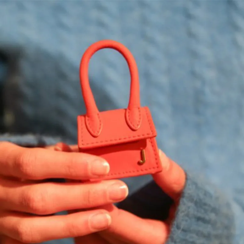 Простой ручной сшитый мешок 2019 Новый женский оранжевый цвет мини сумка висячая с