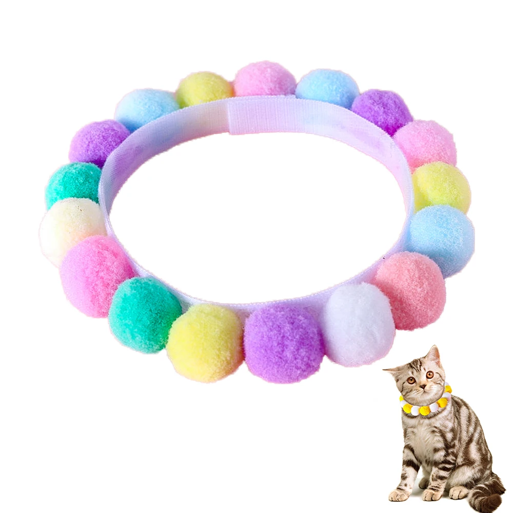 

Милый ошейник для кошек, плюшевый мяч, ошейник для собак, самоклеящееся ожерелье для кошек, милый шарф для домашних животных, красочное ожер...