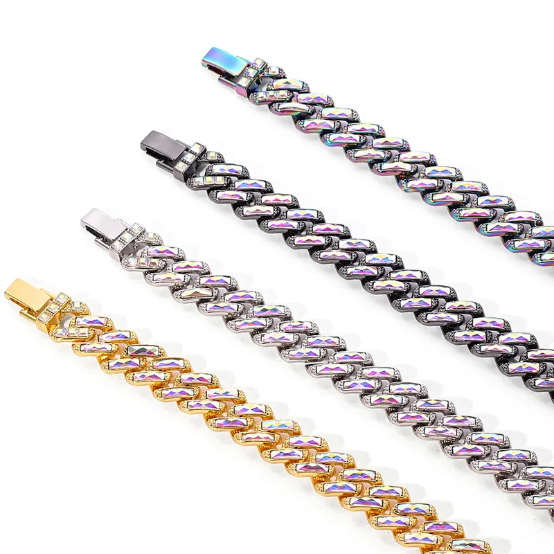 Мужские браслеты с кристаллами ожерелье из кубинской прямоугольной формы в