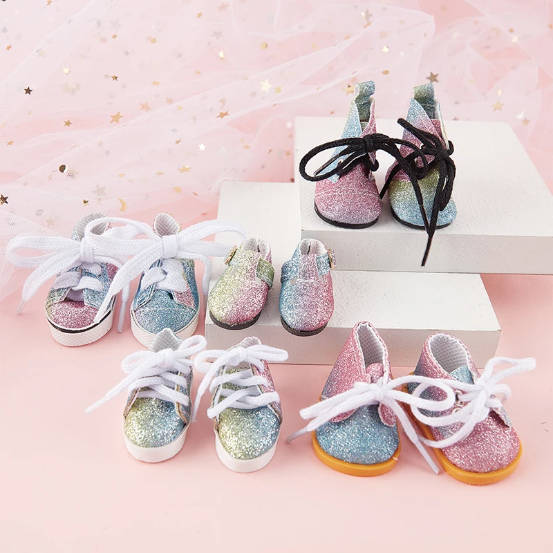 

1 пара радужных цветов мягкая кожаная кукольная обувь для 14,5 дюймовых кукол аксессуары для обуви подарок для детей