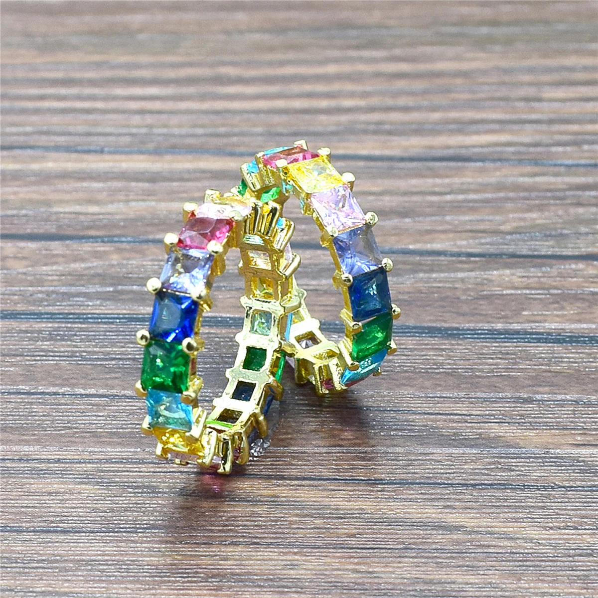 AAA квадратная огранка Радуга Кубический Цирконий Кристалл Кольца для женщин