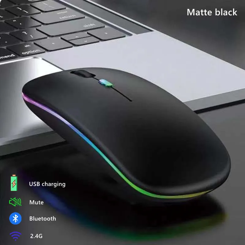 

Bluetooth Wireless 2.4Ghz USB Optical Mouse Rechargeable RGB 1600DPI Mouse Computer Silent Ergonomic Gaming Mouse For Laptop PC