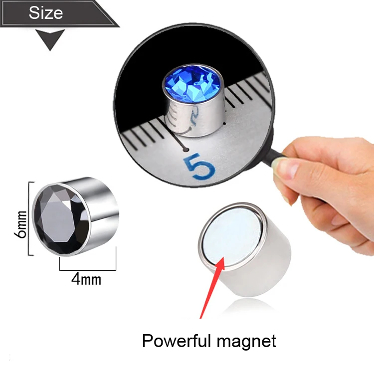 1 пара магнитные серьги гвоздики из нержавеющей стали 6 мм|Серьги-гвоздики| |