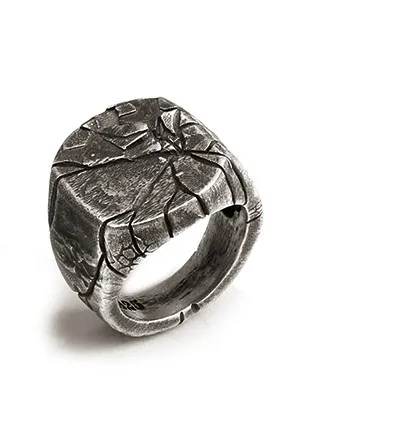 

925 sterling silver cracking ring men's domineering personality index finger ring niche design handmade original retro single je