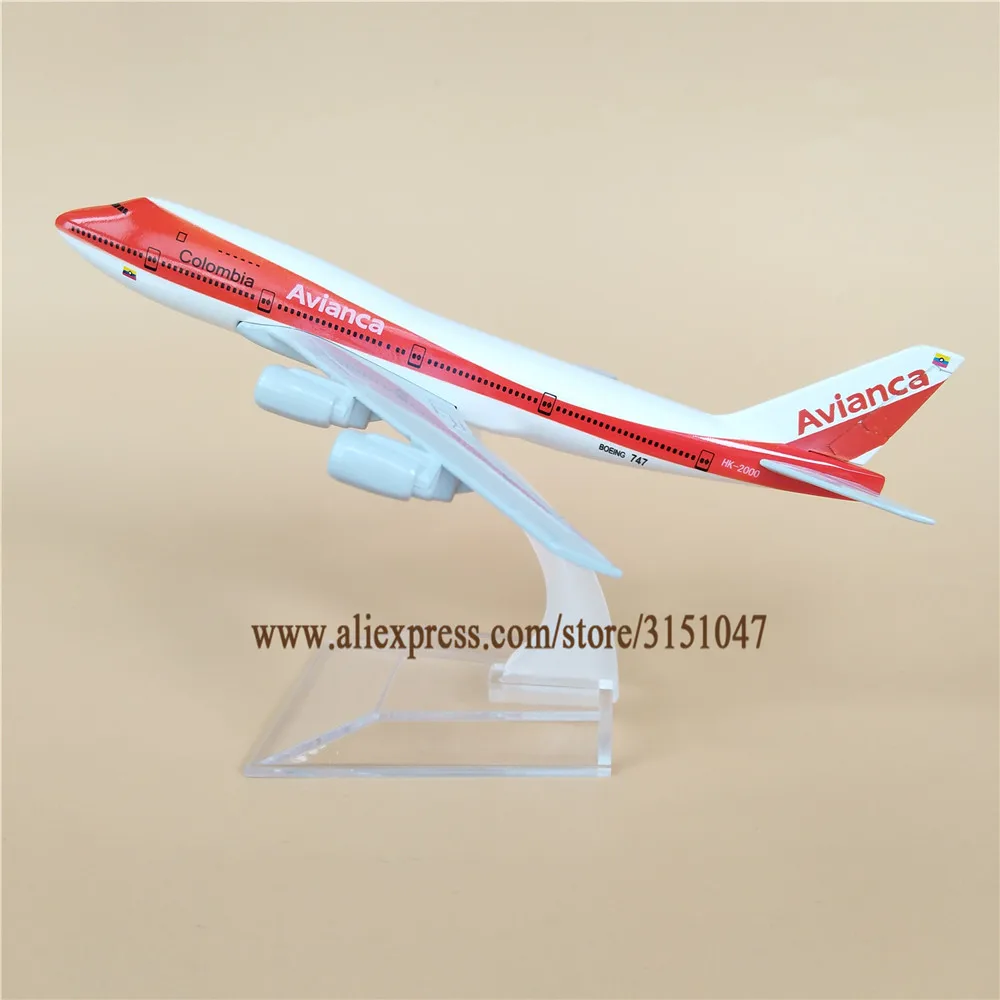 

Alloy Metal Orange Air Avianca B747 Airlines Airplane Model Avianca Boeing 747-200 Airways Plane Model Stand Aircraft 16cm