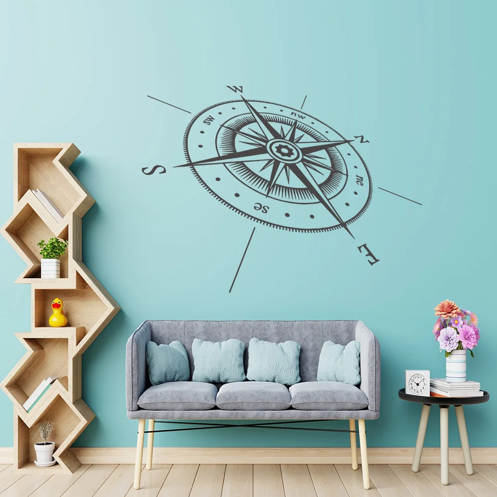Большой компас настенная наклейка настенные Стикеры для детской комнаты Декор